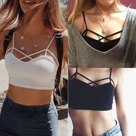 Tops - Spaghetti Strap Crop Top (Black & White)